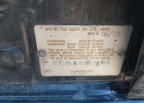 2003 Subaru Impreza 2.5Rs from USA, damaged, VIN JF1GD67503G501964